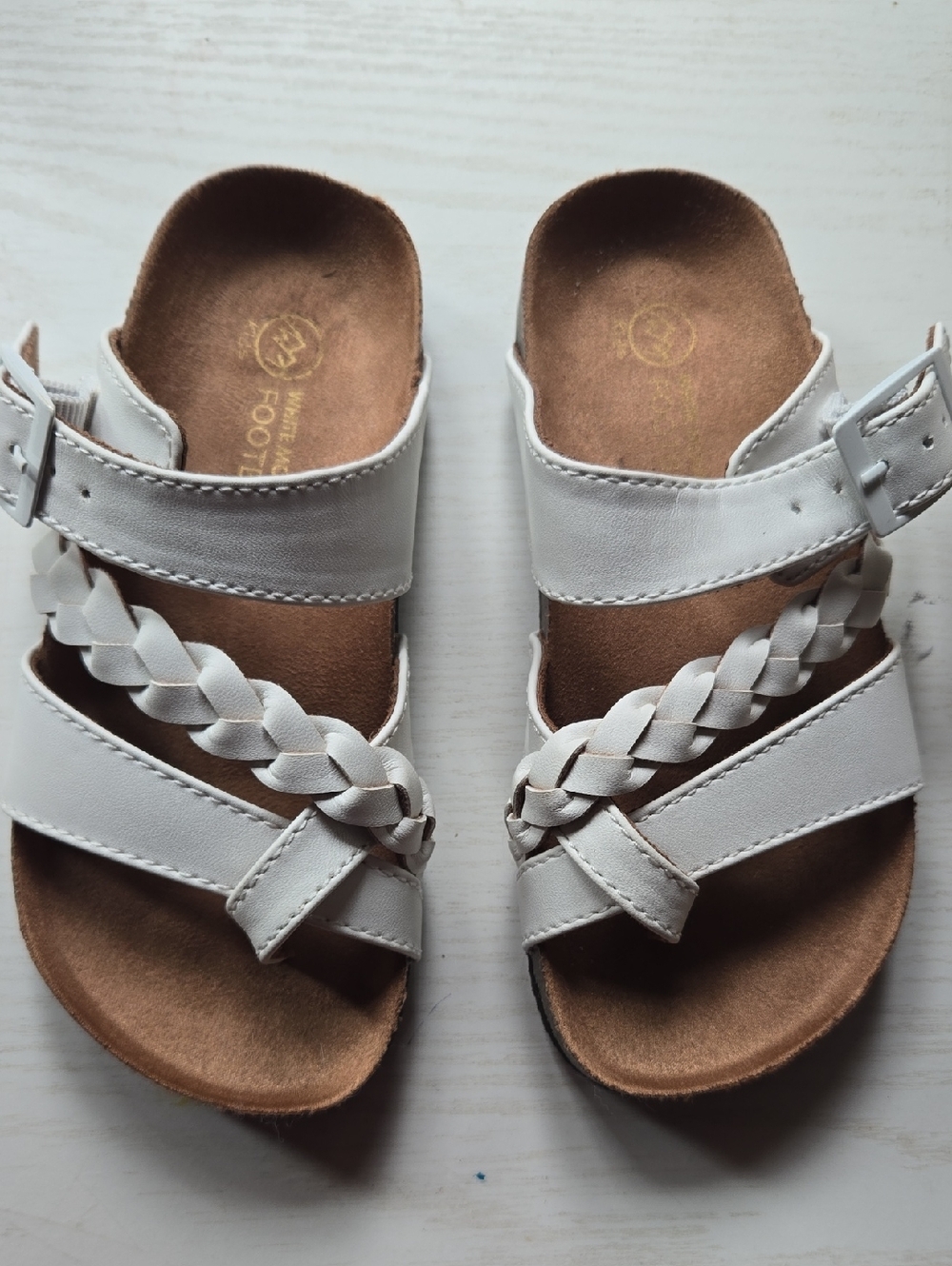 WHITE MOUNTAIN FOOTBED Kids Braided Strap Slide Sandals in White